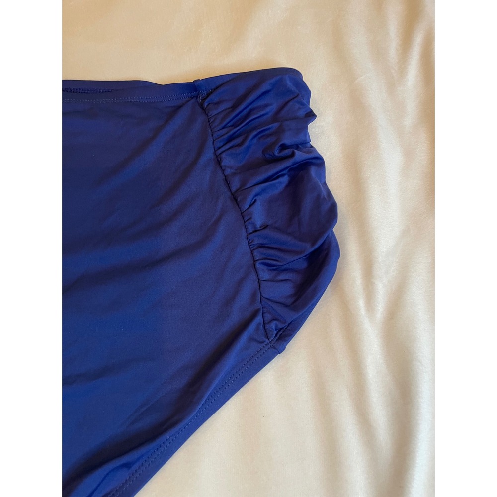 Apt. 9 Womens Navy Blue Ruched High Waisted Bikini Bottoms Size 2X Full Coverage - Picture 8 of 11